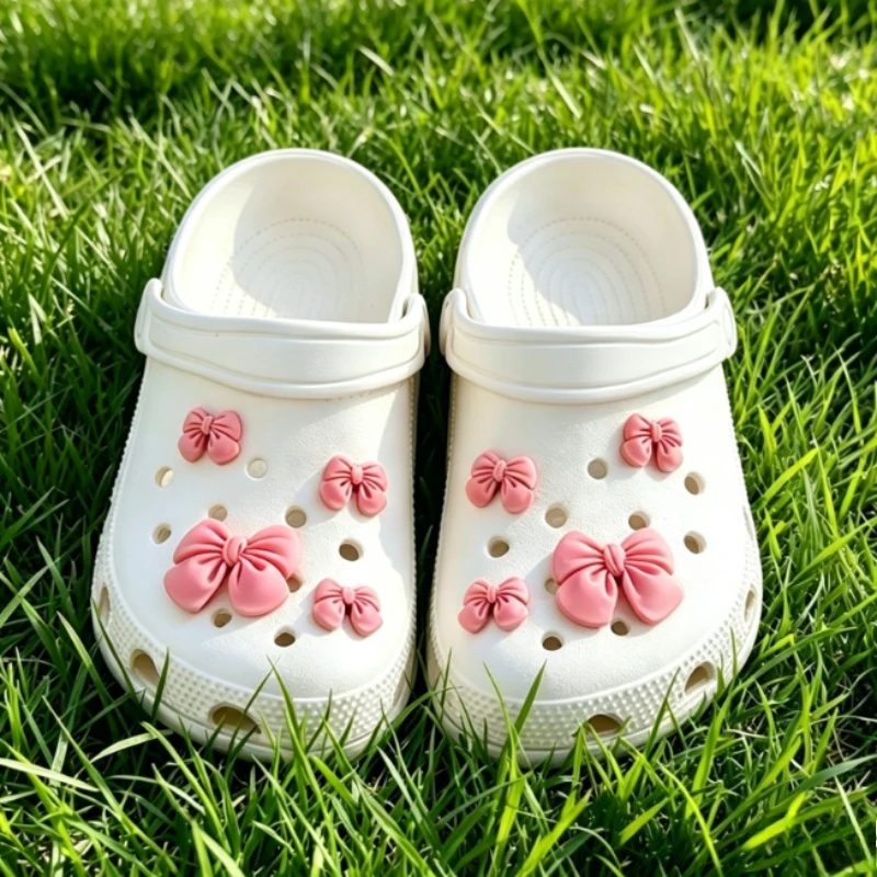 Multicolor Resin Bow Shoe Charms Detachable DIY Decorative Ornaments, Cute Shoe Accessories For Clogs Sandals For Women Girls