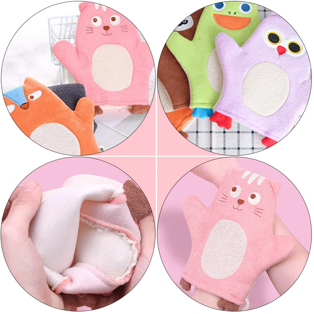 

6 шт., детские варежки для ванны, мультяшные полотенца, мягкие хлопковые мочалки, портативные удобные принадлежности для детской ванны и душа, варежка для душа для младенцев