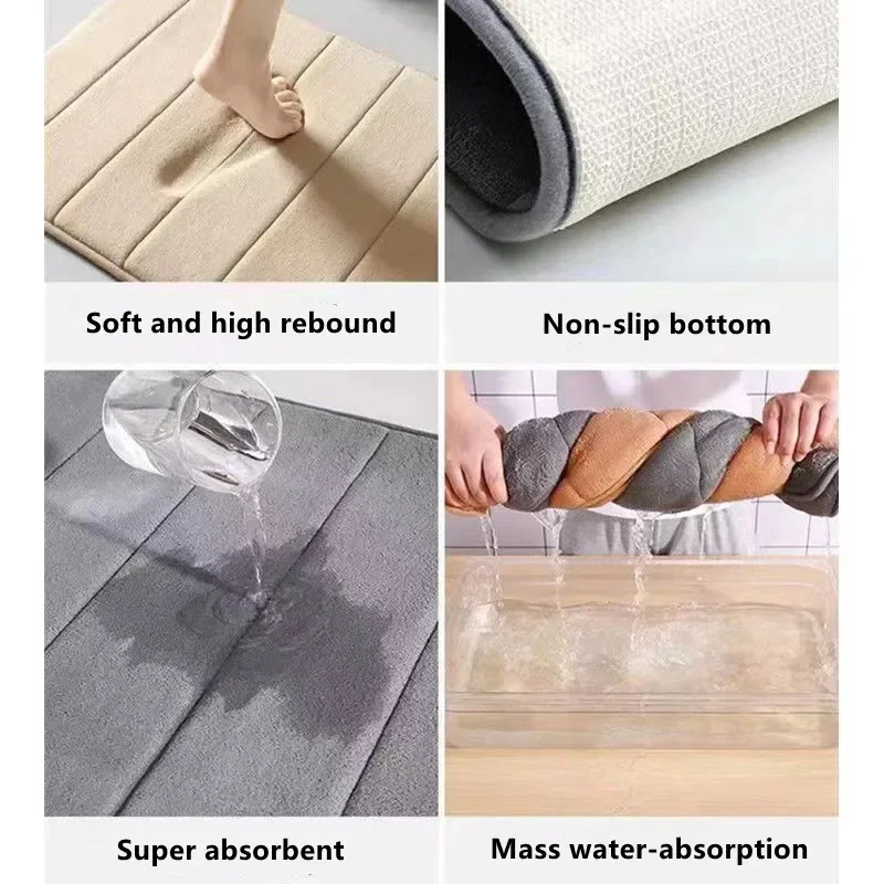 حصيرة أرضية مخططة مضادة للانزلاق ، فائقة الامتصاص ، مخمل مرجاني ، حصيرة حمام ، حصيرة باب ، 60 × 40 سم