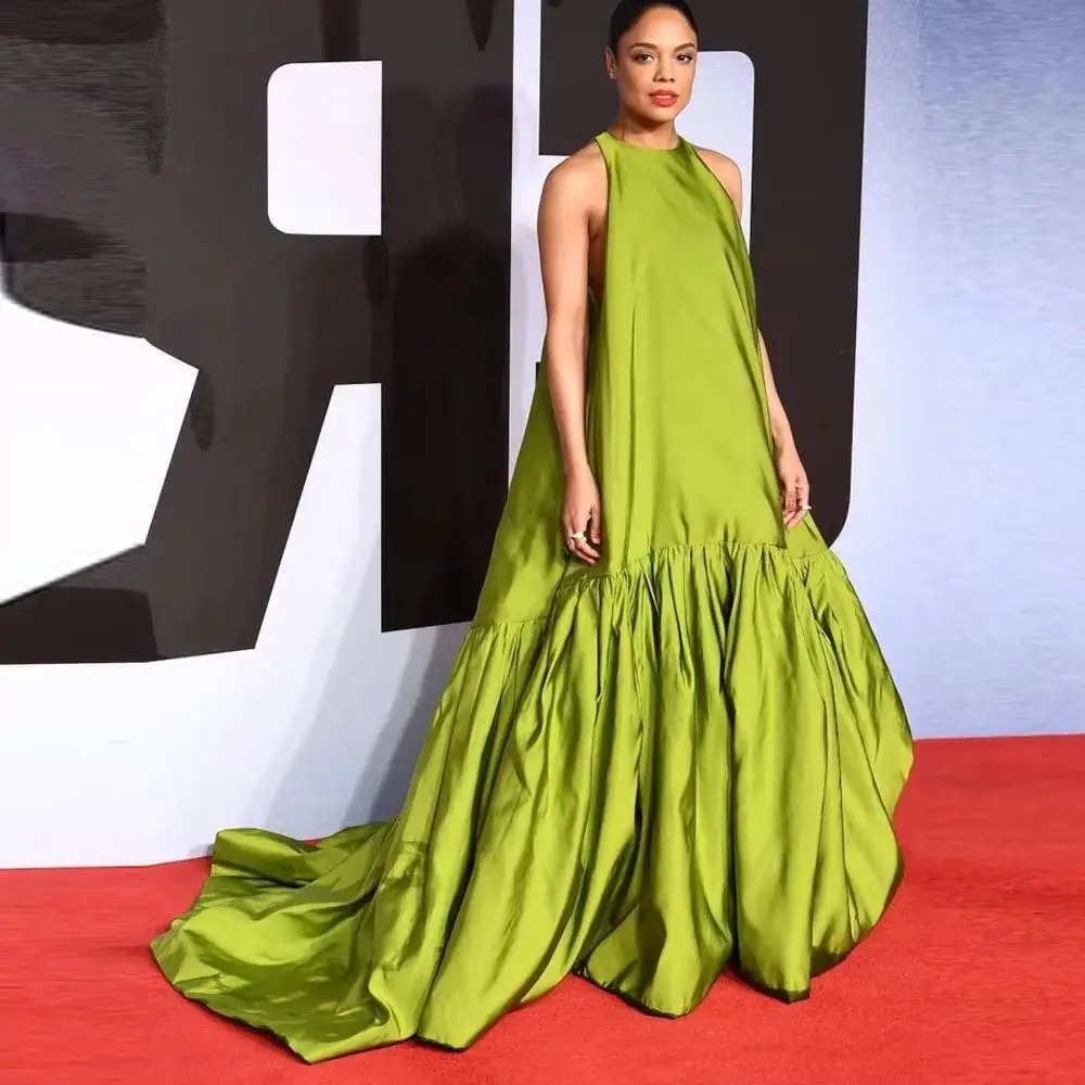 

Элегантные зеленые женские платья для вечеринки, плиссированное драпированное платье из тафты для выпускного вечера, свадебное платье для гостей на заказ, новый стиль