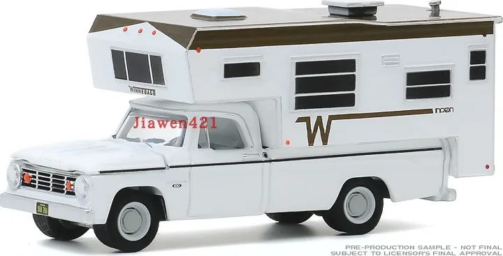 1:64 1966 Dodge D100 With Winnebago Slide-IN Camper Diecast Metal Alloy Model Car Toys For Gift Collection Recommended ornaments