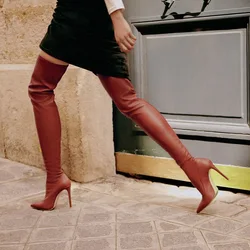 Women's Rubber Boots Autumn Shoes Zipper Sexy Thigh High Heels High Sexy Luxury Designer Boots-Women Winter Footwear Rain Over-t