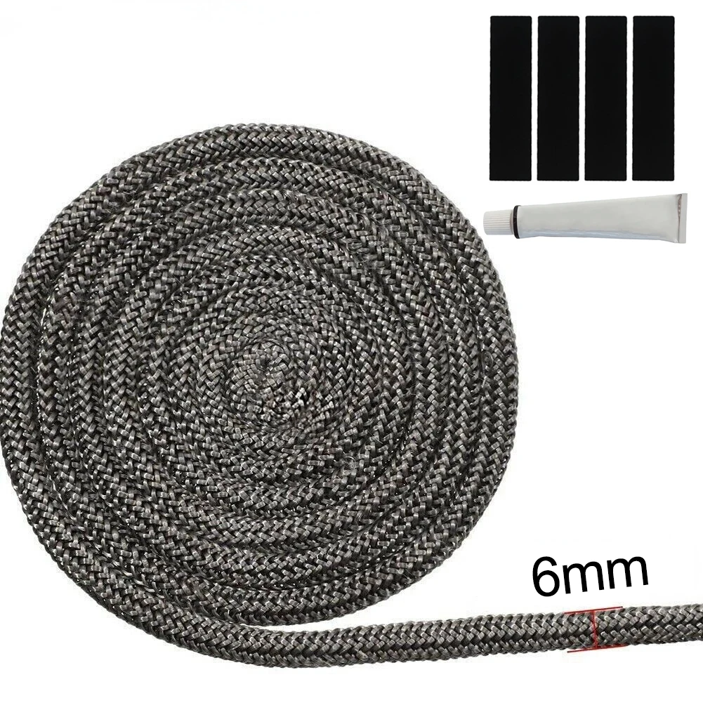 Wood Stove Door Gasket Rope 6-25mm 300cm For Fireplace Oven Seal Replacement High Temperature Resistant Fiberglass Grey