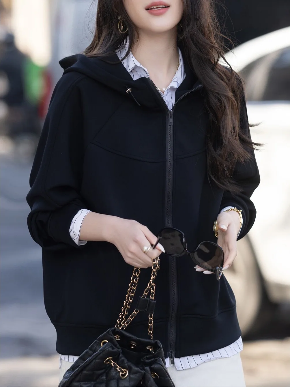 

Повседневная женская толстовка-куртка на молнии, весна-осень, новая модная коллекция, с эффектом омоложения, с коротким и длинным рукавом, цветная, для отдыха