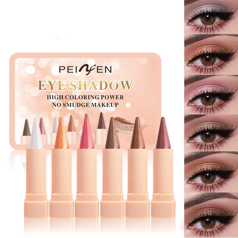 6pcs Eye Shadow Stick, Waterproof and Makeup Holding, Not Easy to Mottle and Take Off Makeup, the Best Gift for Girls