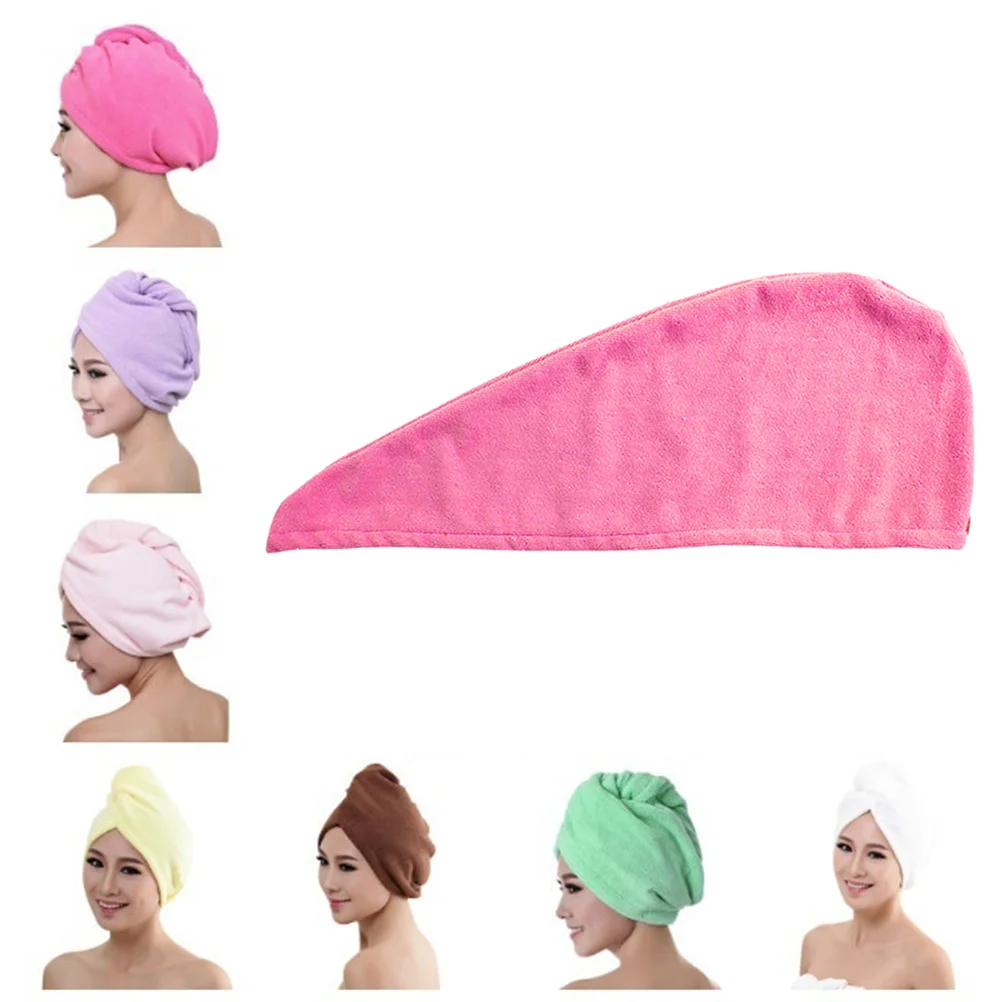 غطاء سميك من الألياف الدقيقة لتجفيف الشعر، غلاف سريع الامتصاص للشعر الطويل، سريع الجفاف، مريح، خفيف الوزن، قبعة تجفيف الشعر باللون الأحمر الوردي