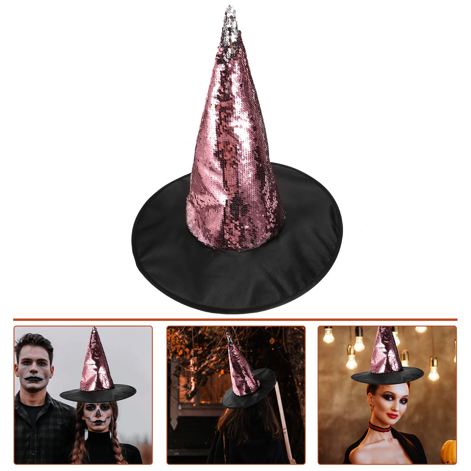 

Glitter Sequin Witch Hat For Halloween Party Cosplay Masquerade Dress Up Costume Accessory Women'S Witches Cap Decorative