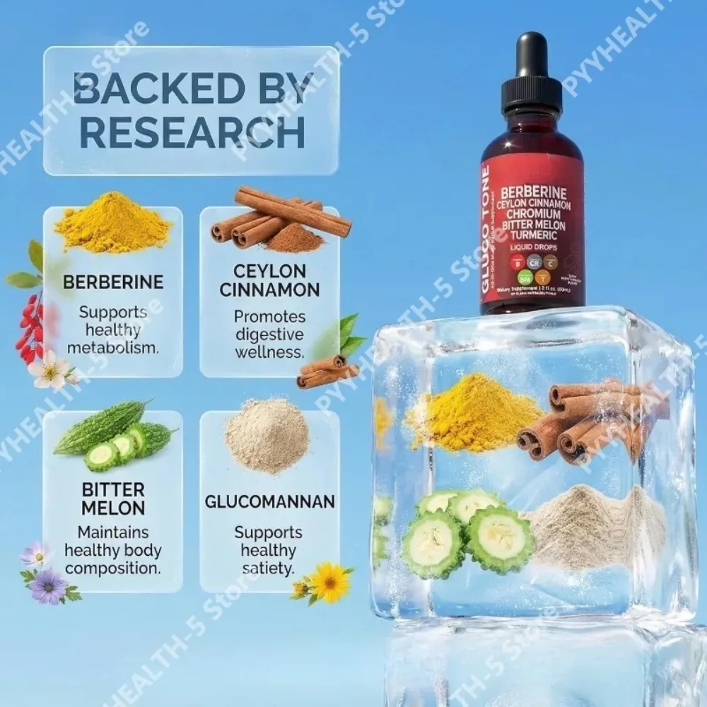 Liquid Berberine Herbal Blend with Bitter Melon Chromium Apple Cider Vinegar and Turmeric Daily Nutritional Support 60ml