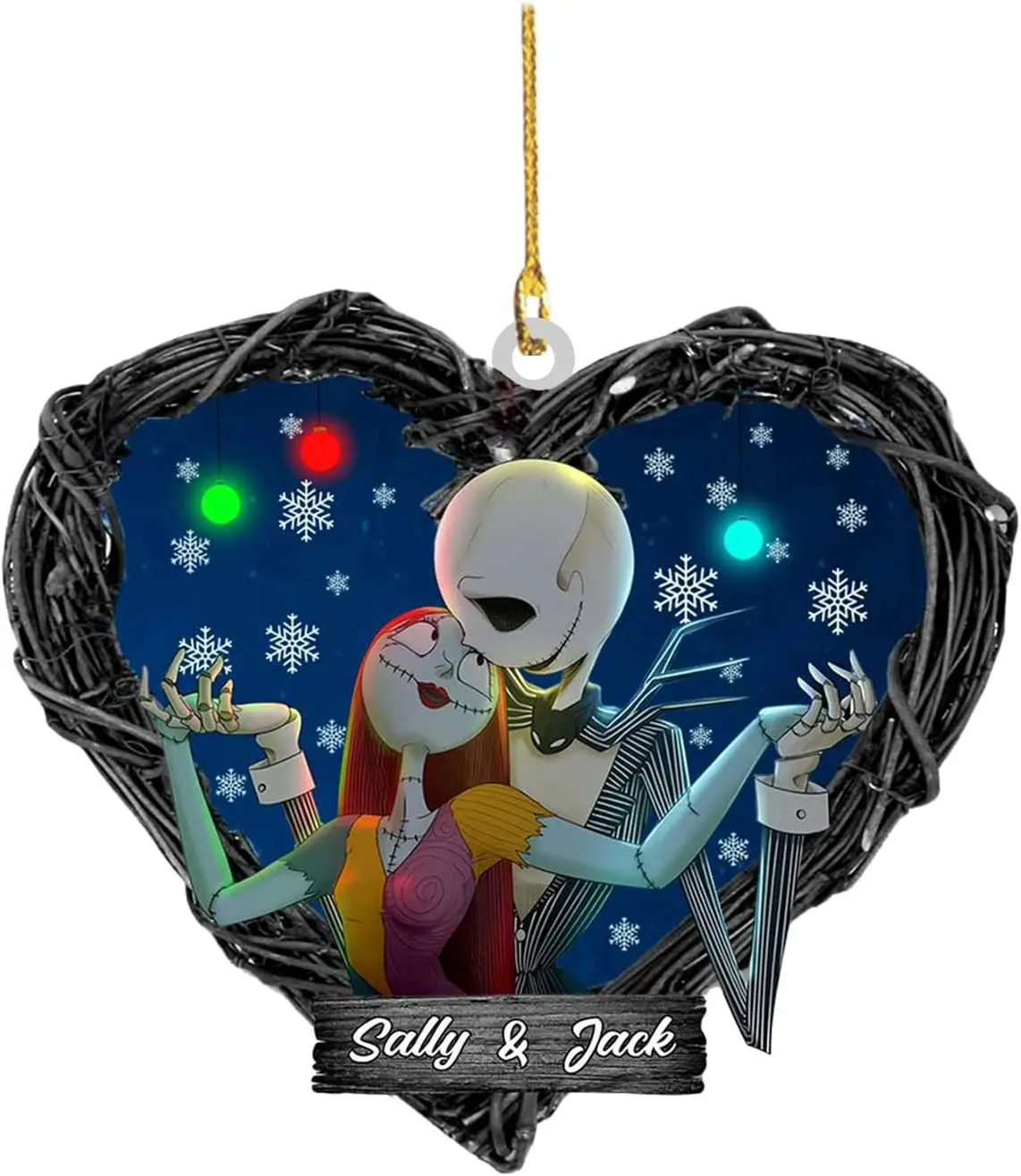 Disney Anime The Nightmare Before Christmas Jack Sally Christmas Tree Decoration Acrylic Hanging Pendant Collectible Trendy Toys