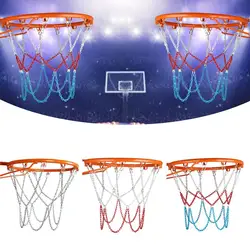 Stainless Steel Basketball Net Heavy Duty Metal Chain Replacement With 12 Hooks Rustproof Basketball Hoop Replacement Ordinary