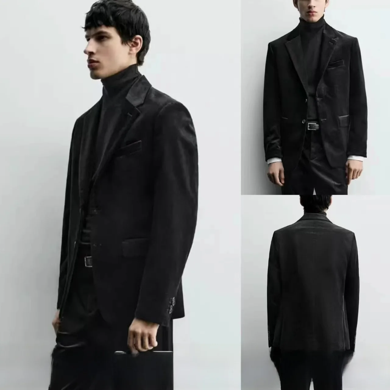 

Новый зимний мужской вельветовый костюм приталенного кроя, повседневное пальто на одной пуговице, молодежное пальто с двойным разрезом и подставкой Ba Thiened