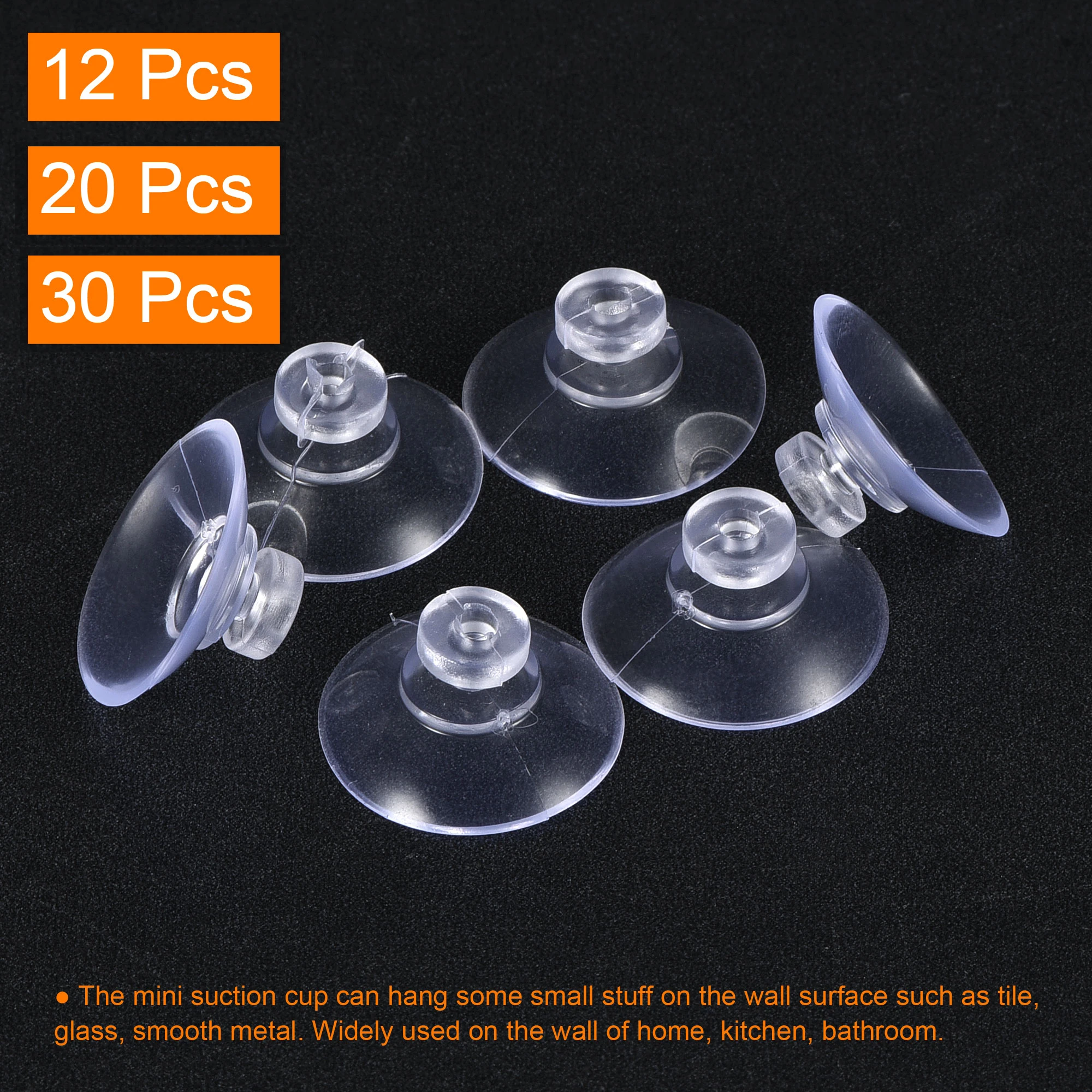 12/20/30Pcs Transparent PVC Suction Cup without Hook 18mm Dia Wall Hanger Mushroom Head Sucker for Kitchen Bathroom Window Glass