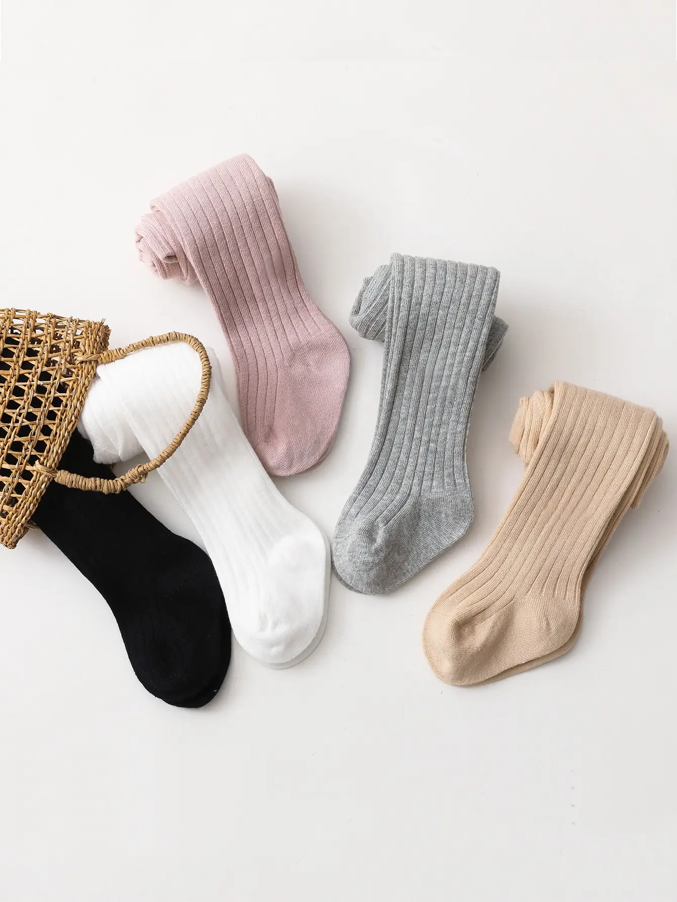 5 أزواج من الجوارب الصلبة للفتيات الصغيرات #3