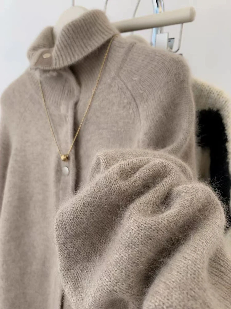 Turtleneck Sweater Coat Autumn Winter New Lazy Style Knitted Cardigan Woman\'s Clothes Korean Fashion Loose Warm Sweaters