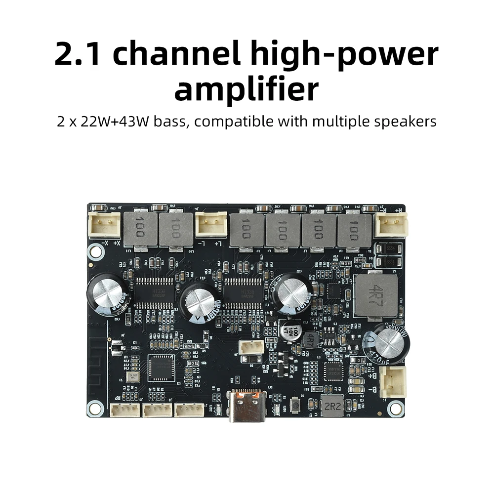 Bluetooth-Verstärkerplatine APP-Steuerbar 2.1-Kanal 2×22W+43W Bass Typ-C Ladeanschluss Audio-Verstärkerplatine für DIY-Lautsprecher – Detail 5