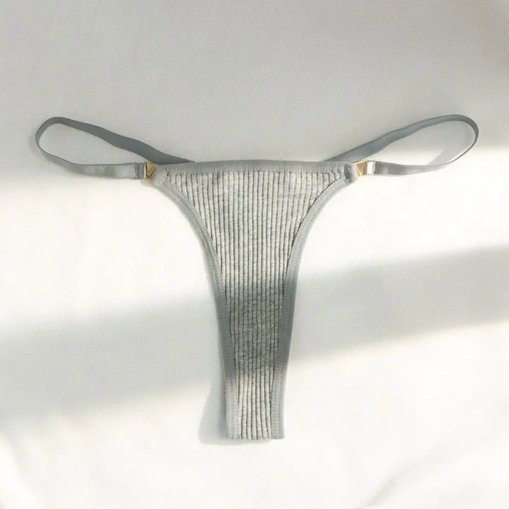 Pink Gray Seamless Elastic Smooth Breathable Simple Nylon T-Pants Women Thread Panties Korean Style Thongs Low Waist Briefs