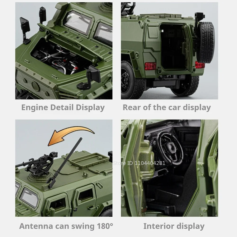 1:32 Scale DongFeng Mengshi Sabertooth Miniature Model Alloy Diecast Toy Car Sound Light Pull Back Door Opened Vehicle Kid Gifts