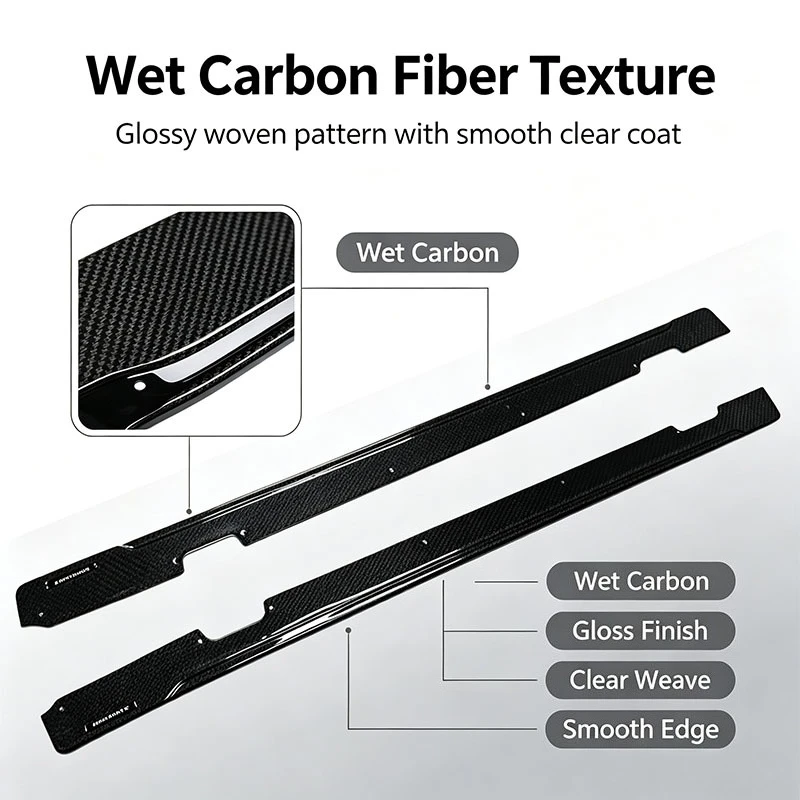 Wet Carbon Fiber Side Skirts For Bmw Mini F55 2014‑2023 Sport Style Side Body Exterior Car Tuning Parts view 4
