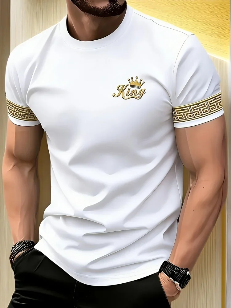 Modisches Herren Luxus-Stil King Grafik T-Shirt Tägliches Casual Kurzarm-T-Shirt Sommer Trend Herren Streetwear Oberteile