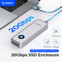 ORICO 20Gbps NVME Enclosure Case 8TB with Cooling Fan USB 3.2 Gen 2 x 2 PCIE NVME Adapter Tool Free RGB for PCIe M Key