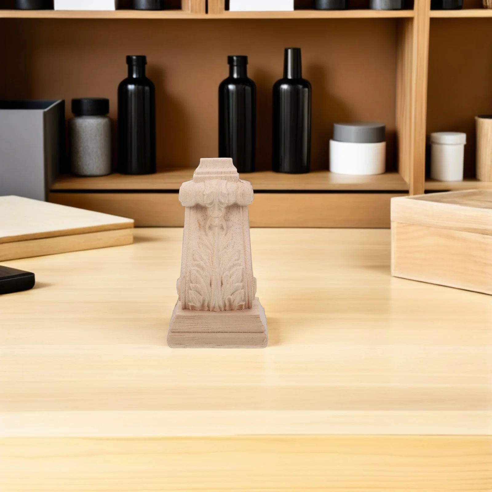 

2pcs Wooden Corbels Solid Wood Carved Column Brackets For Support Roman Wall Shelf Fireplace Mantel Doorway Trim Decorative