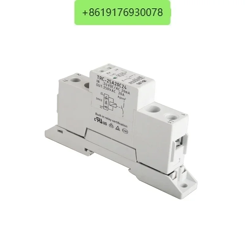 TRC-25A20C24 High Power Din Rail Relay 24VDC/AC 20mA Input 250VAC 20A Output Soft Starting Electromagnetic Contact Relay Module