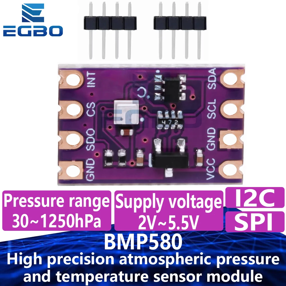 BMP580 وحدة استشعار الضغط الجوي ودرجة الحرارة عالية الدقة 2.0 فولت-5.5 فولت IIC SPI متوافقة مع BME280 BMP388