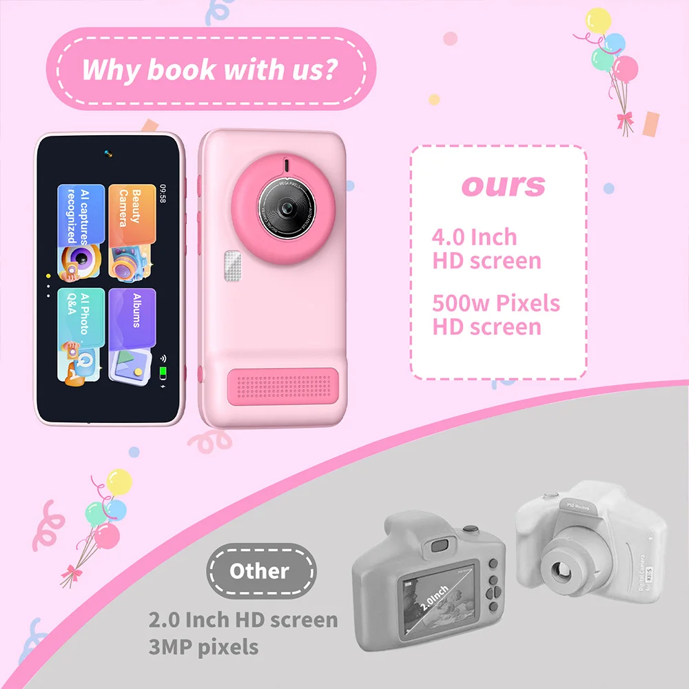Velec AI Educational Camera for Kids Age 3-12 Smart Toys with Photo Recognition Speech Knowledge Learning Birthday Gift for kids