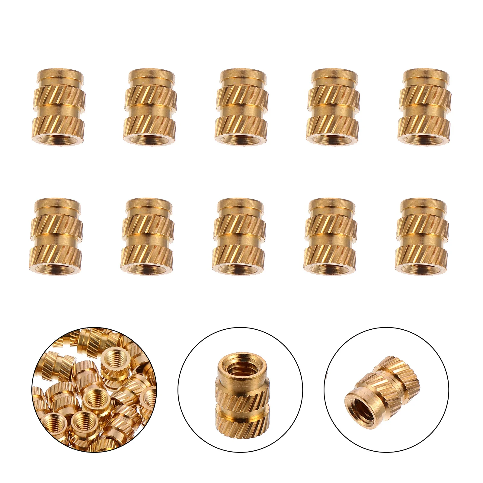 50 Pcs Nut Threaded Inserts Knurled Nuts Printing Machine Parts Golden 3D Printer Supplies Accessories