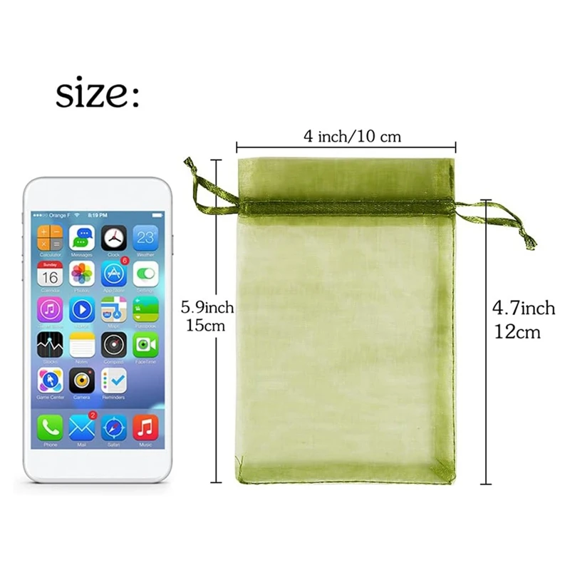 100Pcs Fruit Protection Bags Green Mesh Lid Bag Drawstring Mesh For Fruit Protection Vegetable Garden