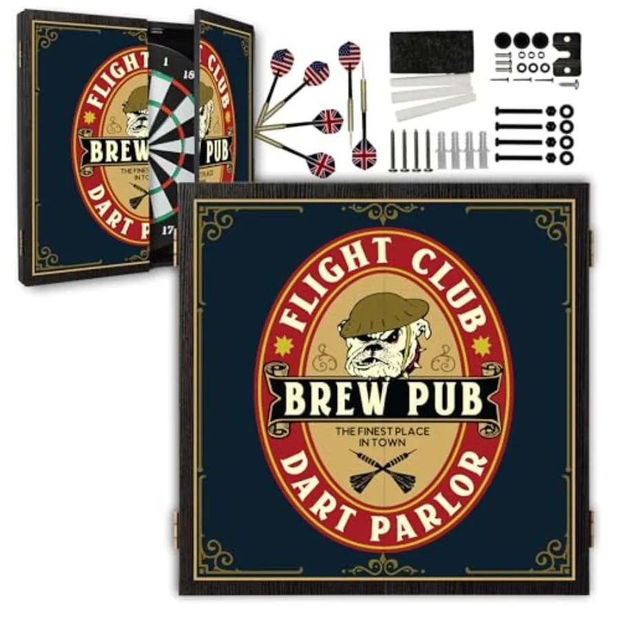 

Personalized Dartboard and Cabinet Set with 6 Steel Tip Darts for Home Entertainment Customizable Design Compact Storage Soluti