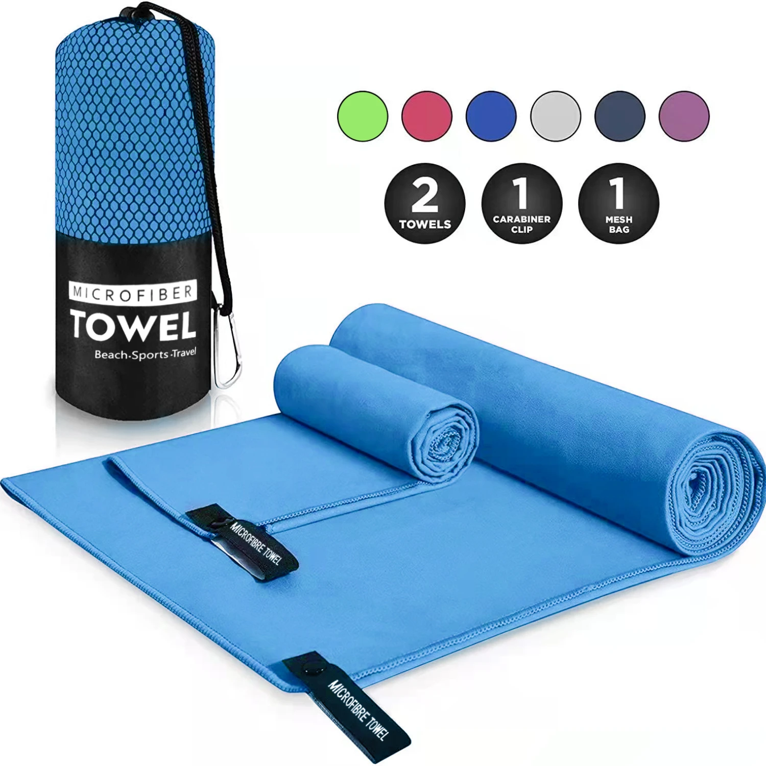 Serviette de Poche en Microcarence à vaccage Rapide, Portable, Ultralégère, Absorbante, Grande Serviette pour Piscine, Gym, Fitness, Yoga, Plage