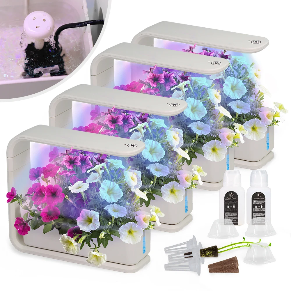 

3-Pod 1.2L Smart Indoor Garden Hydroponics Growing System with LED Grow Light Pump Recirculated Water Soilless Nutrient Culture