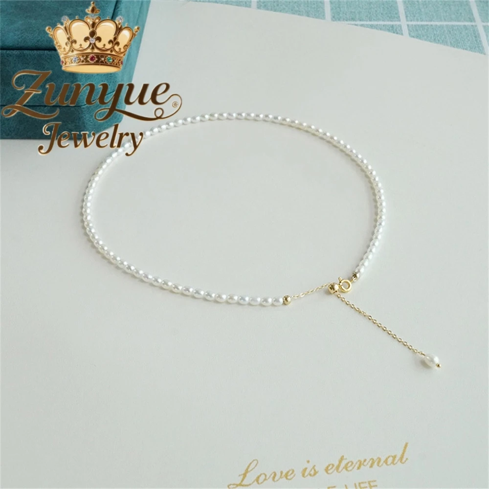 

Natural Freshwater Pearl Necklace, A Versatile, Niche And High-End Collarbone Chain Jewelry. Millet Pearl Neck Chain Exquisite