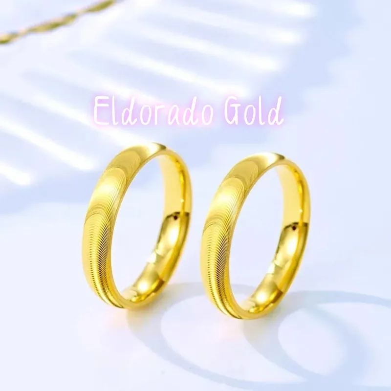 Eldorado Gold  High - Grade 24K Pure Gold AU999 Cat's Eye Ring, Fashionably Simple for Couples, Wholesale with Metal Stamp