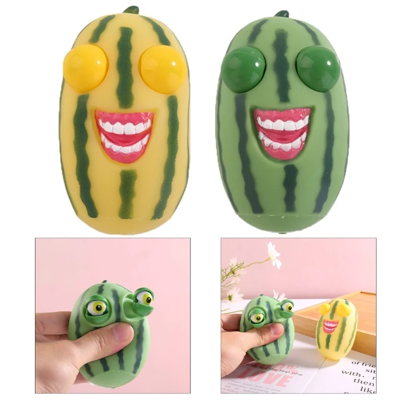 

77HD Anti-Stress Squeezable Toy Eye-Popping Watermelon Decompression Fidgets Squishy Toy for Kids Student Anxiety Sensory Toy