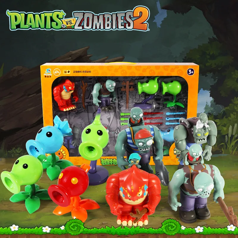 New Plants Vs Zombies 2 Toy set Shadow Pea Crazy Dave AllStarZombie Game Character Ornaments Interactive Games For Kids Boy Gift