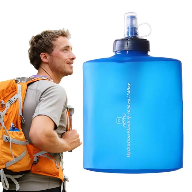 Foldable Water Bottles Portable Water Filter Travel 2000ML Collapsible Squeeze Bottle Motivational Water Bottle For Running