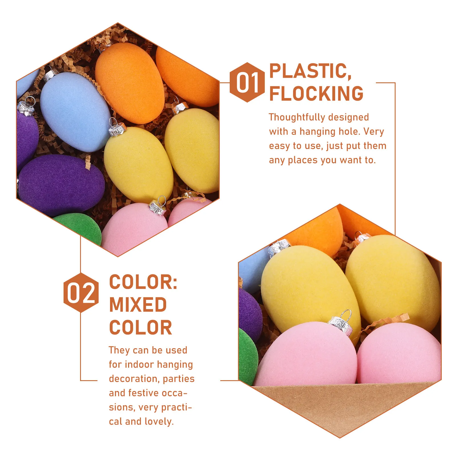 

12 шт. Декоративные подвесные украшения в виде яиц для праздничной атмосферы, разноцветные тематические украшения для вечеринок