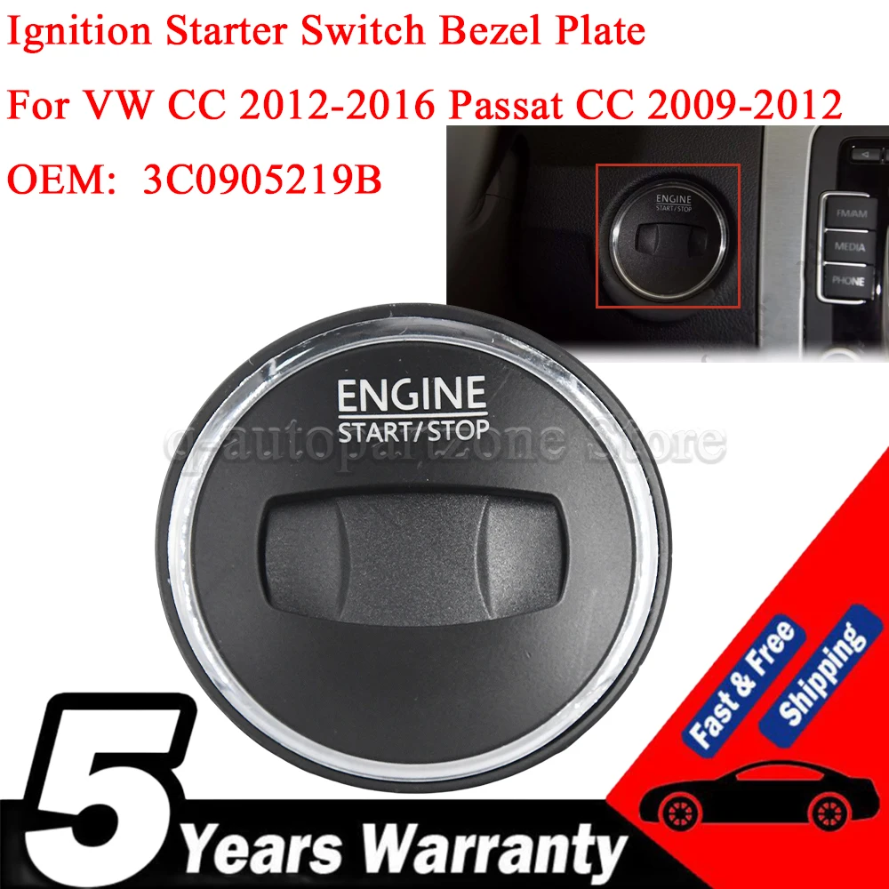 Ignition Starter Switch Bezel Cover 3C0905219B For VW Passat 2006-2015 CC 2012 2013 2014 2015 2016 Passat CC 2009 2010 2011 2012