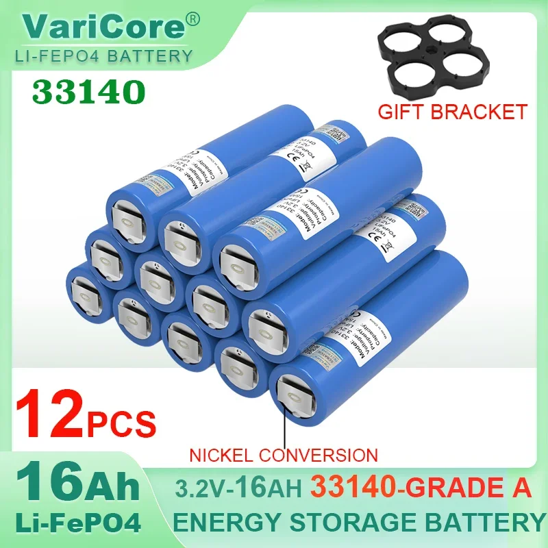 

12pcs 3.2v 33140 15Ah LiFePO4 Lithium Iron Phosphate diy 4s 12v 24V 30AH ebike e-scooter power tools batteries+Nickel Grade A