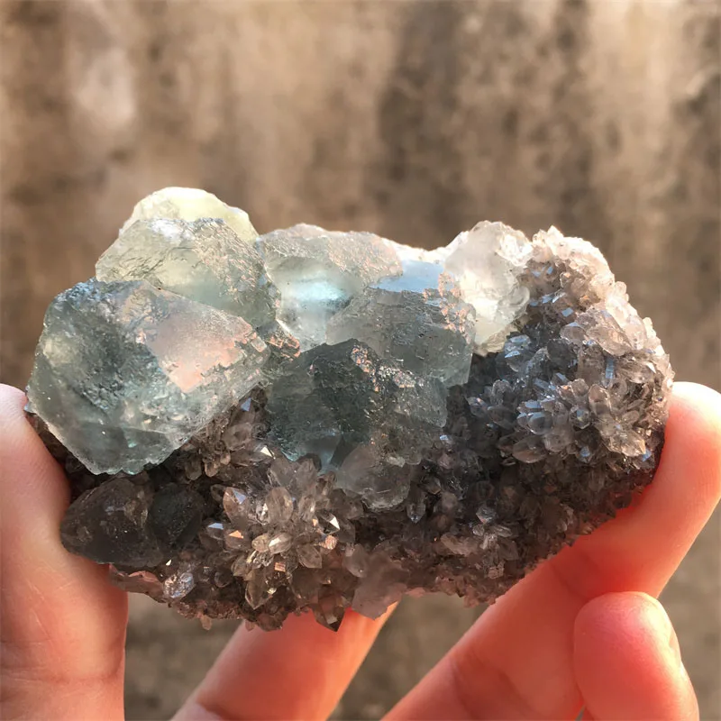 Natural Fujian Fluorite With Crystal Quartz Symbiosis Specimen Mineral Cluster Spiritual Crystal Stones Home Decor Collection