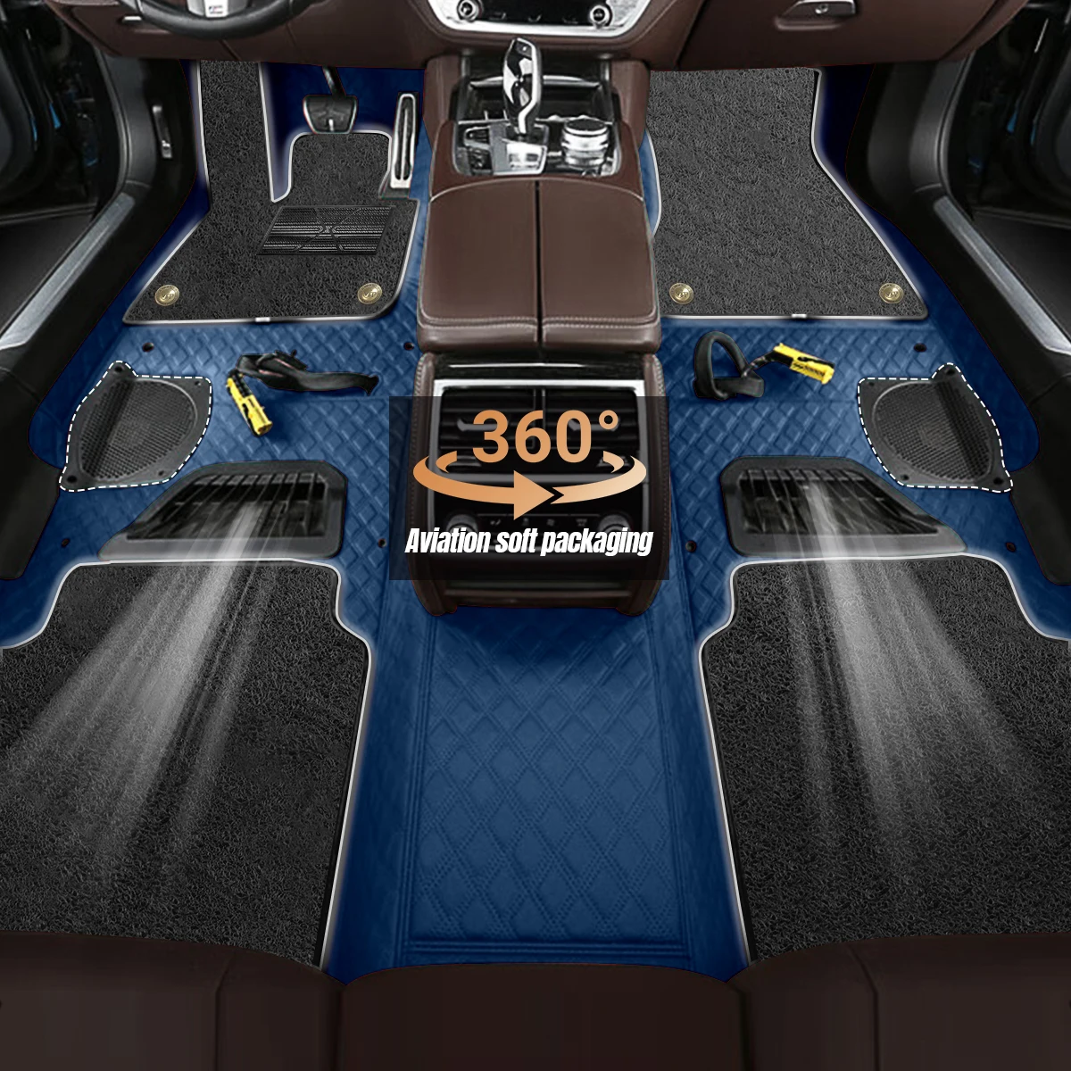 For Nissan Altima 2013-2020, PVC Coil & Leather Double-Layer Floor Mats, Waterproof Wear-Resistant Car Mod Accessories