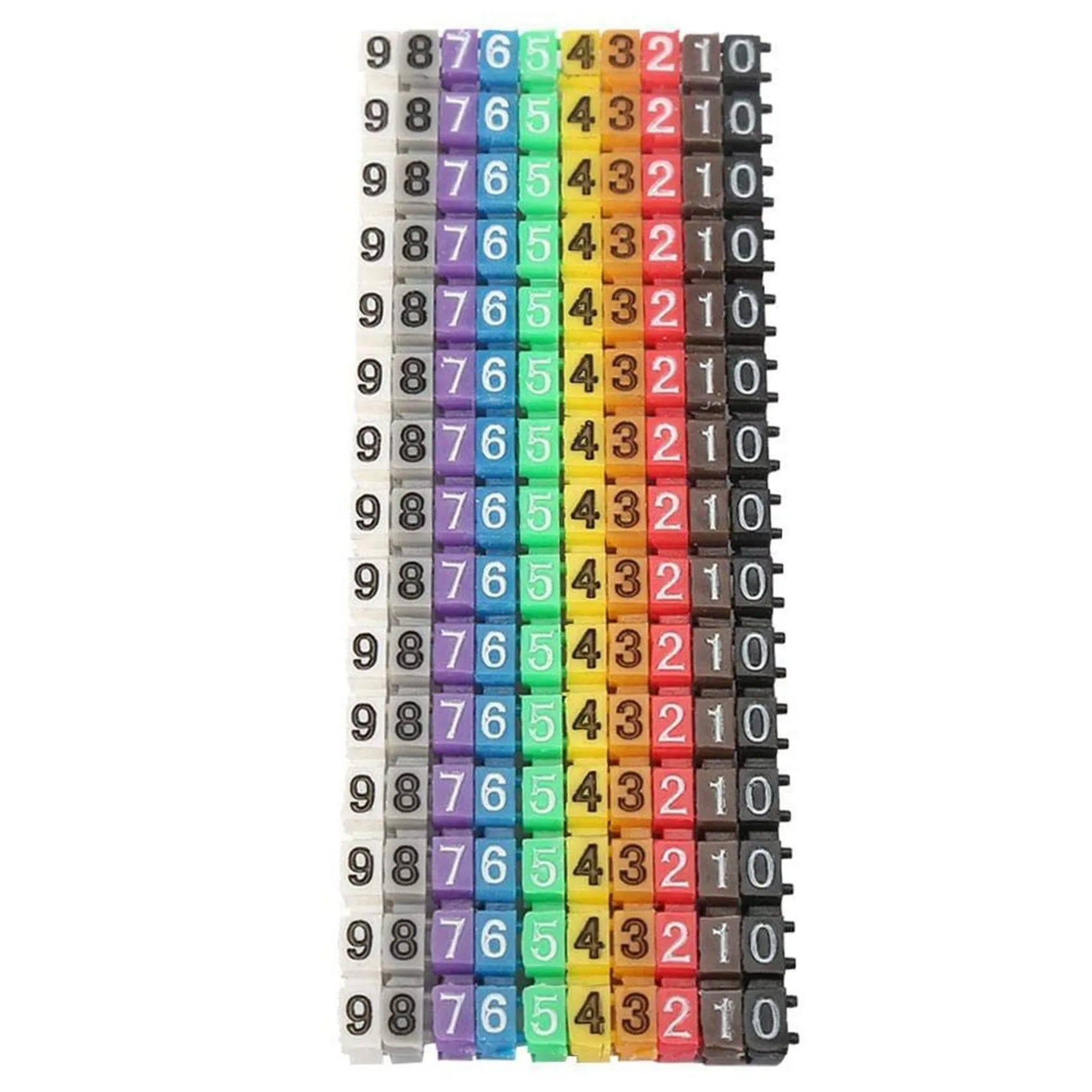 -[Retail TX] Clip-On String Cable Marker Boxed Plastic Number Number Wire Label Tube Set Color Cable Marker (150PCS KCM-1.5MM)