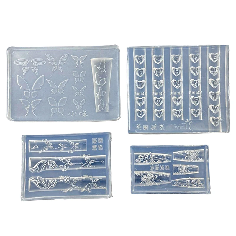 Stampo in silicone 3D Decorazioni per nail art Farfalla Rosa Fiore Farfalla Modelli per manicure in silicone Accessori per stampi
