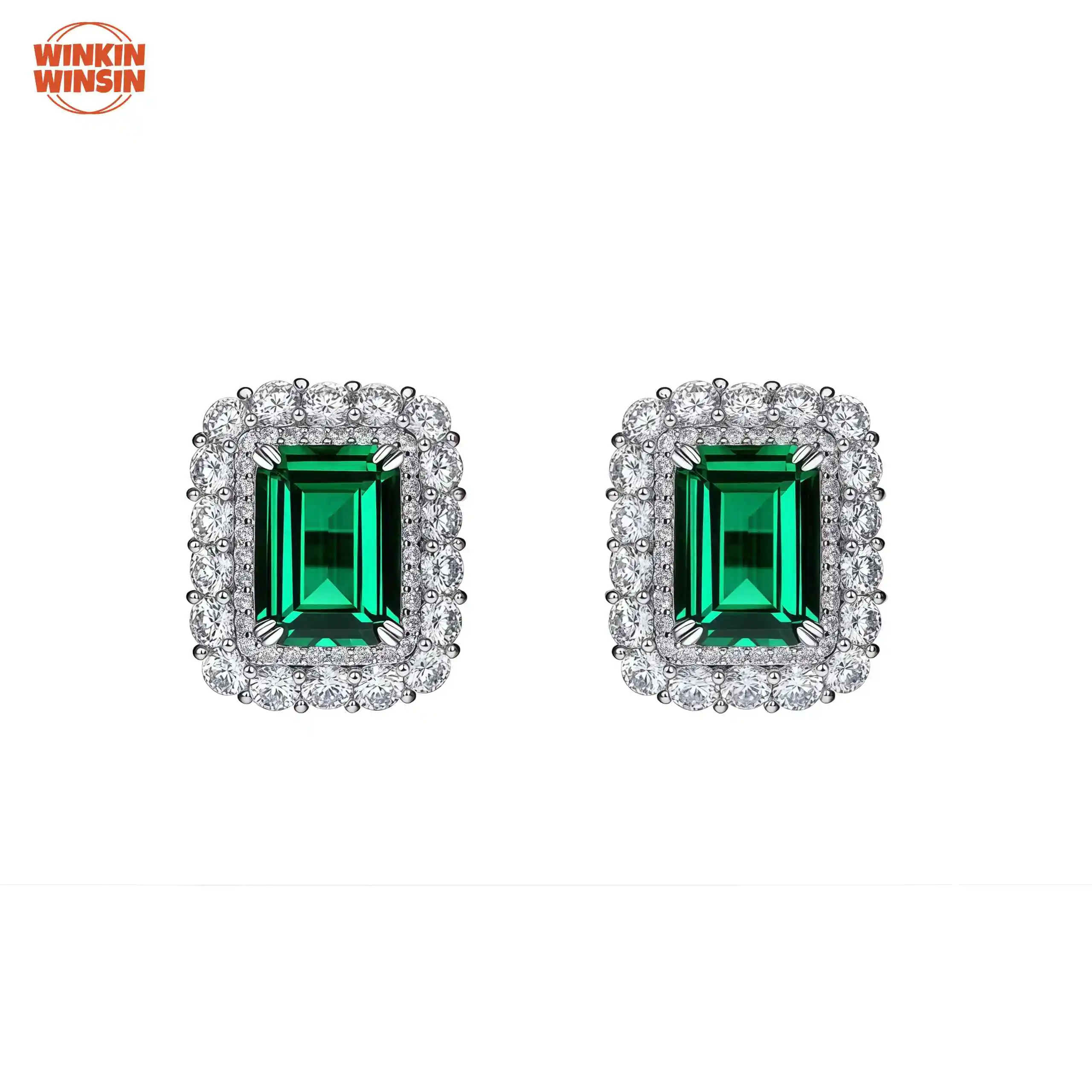 

Winkin Winsin Luxury S925 925 Sterling Silver Rectangle Diamond Earrings 4ct Lab Grown High Carbon Diamond Earrings