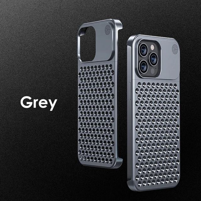 

Metal Cooling Phone Case For iPhone 15 14 13 Pro Max 14 15 Plus Rimless Shockproof Hollow Aluminum Alloy Heat Dissipation Cover