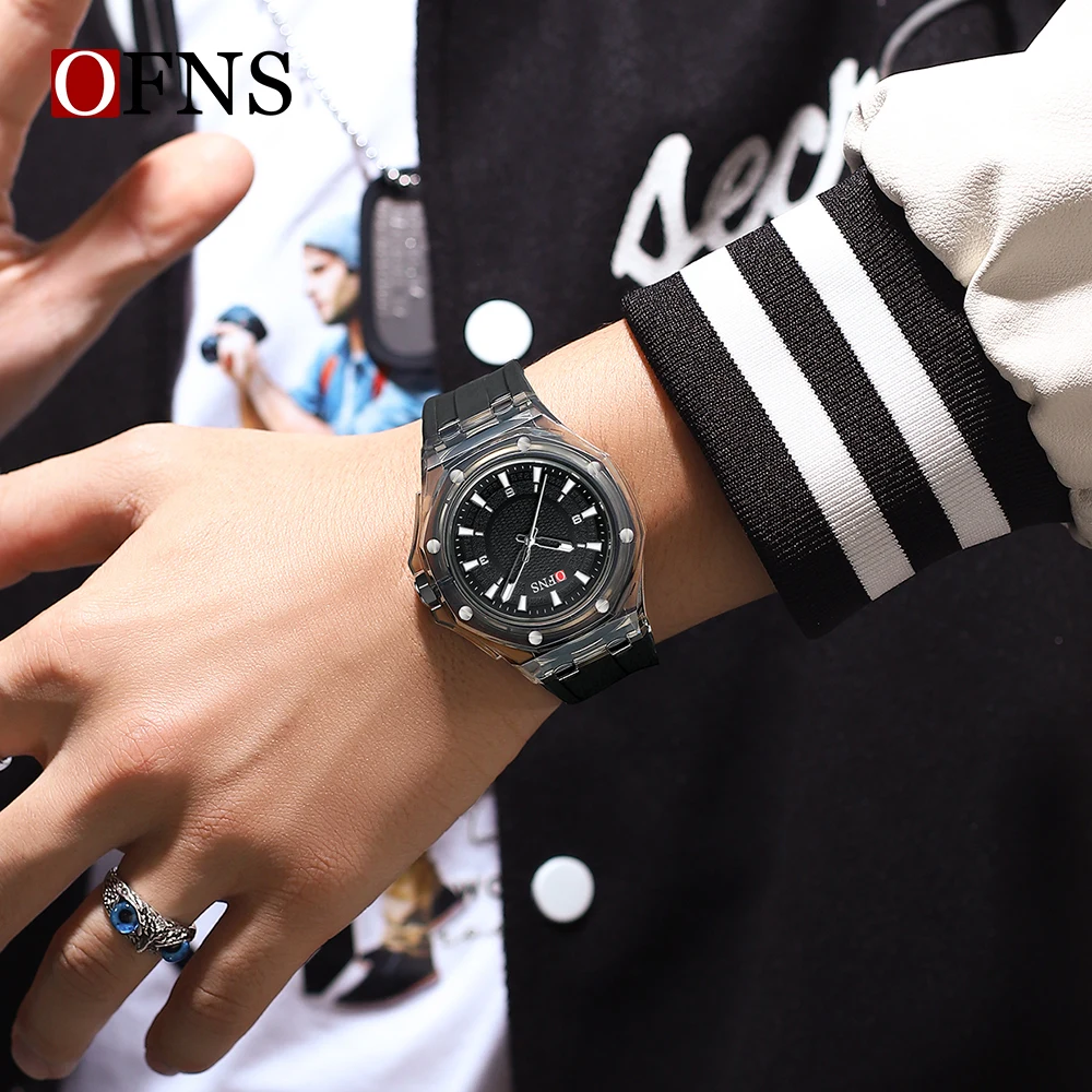 OFNS 1608 여성용 쿼츠 시계, 스포츠 학생 야간 조명, 방수 심플 시계, 캐주얼 2024, 새로운 패션