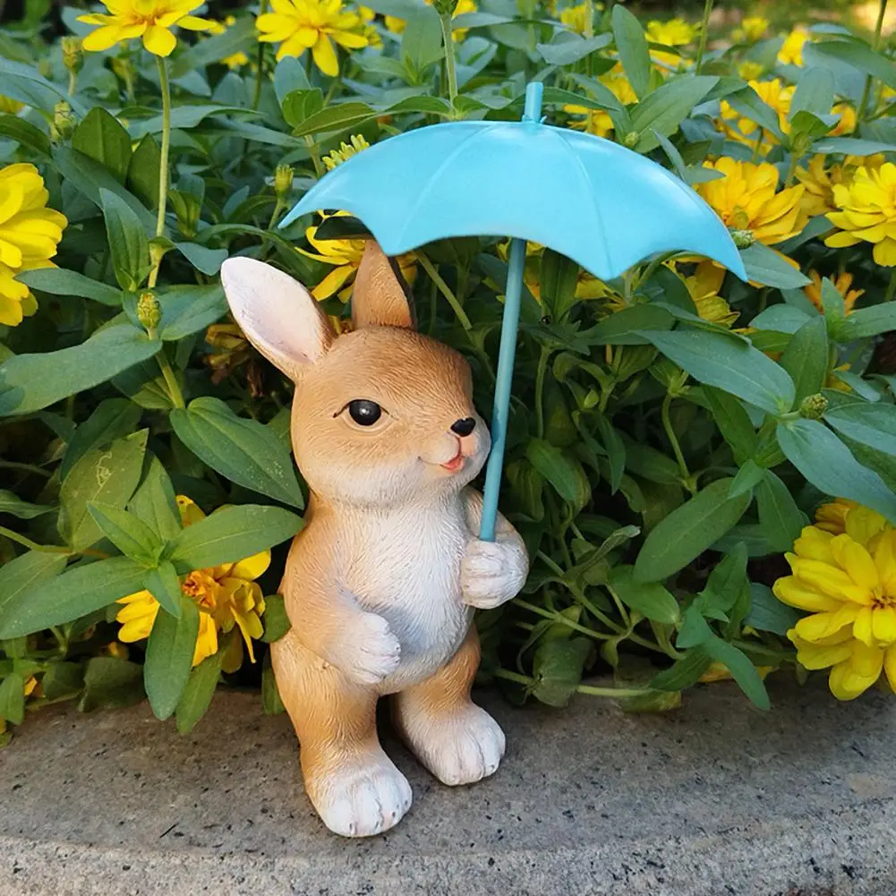 

Outdoor Garden Decoration Resin Garden Statue Holding Umbrella Outdoor Decor for Patio Lawn Porch Duck Rabbit Cat Figurine