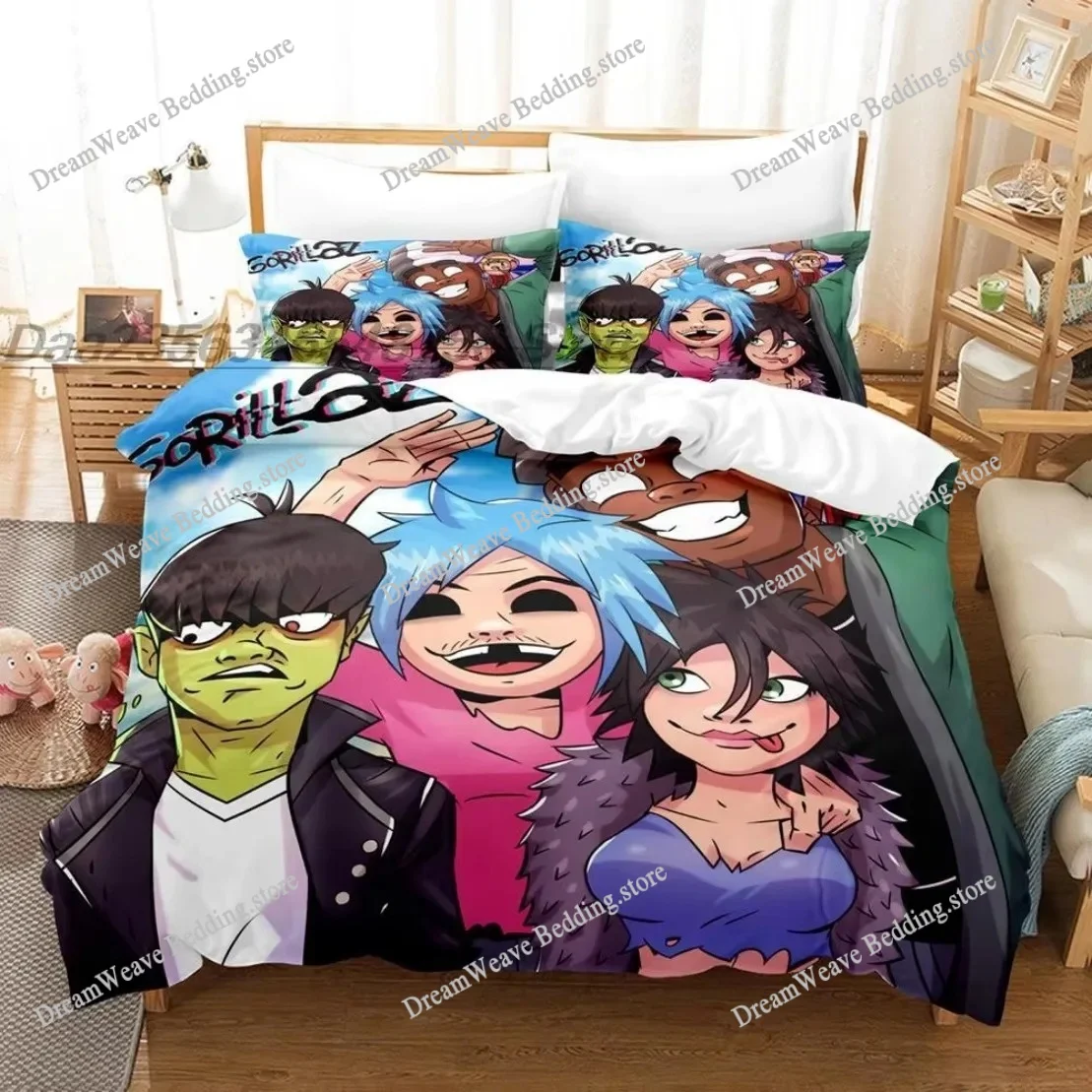 

Music Band Gorillaz Bedding Set Anime Duvet Covers Double Bed Twin Size Bedding Quilt Cover Cartoon Children's Bed Set for Home
